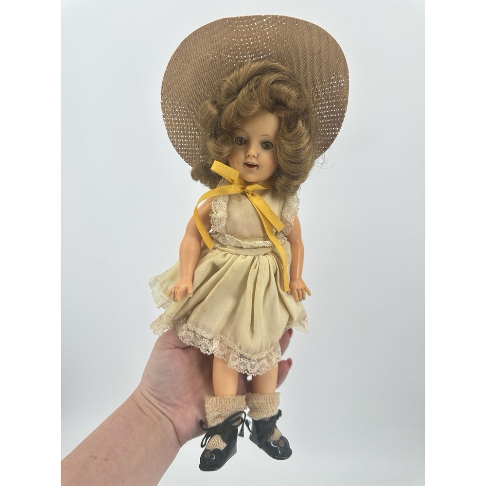 Vintage 1950s IDEAL Shirley Temple Doll 12"‎ Lace Floral Sunhat